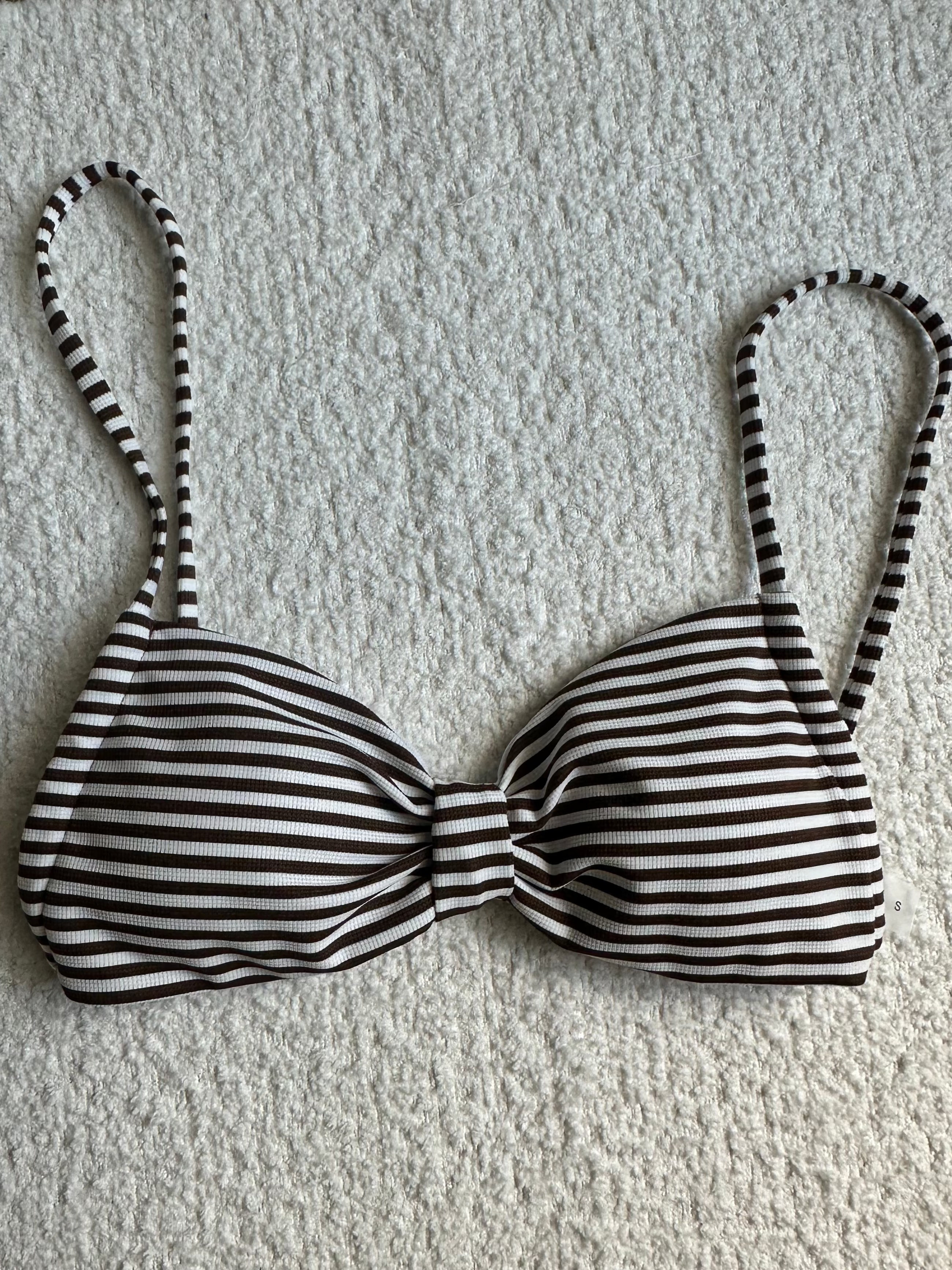 Brown Striped Bikini Set