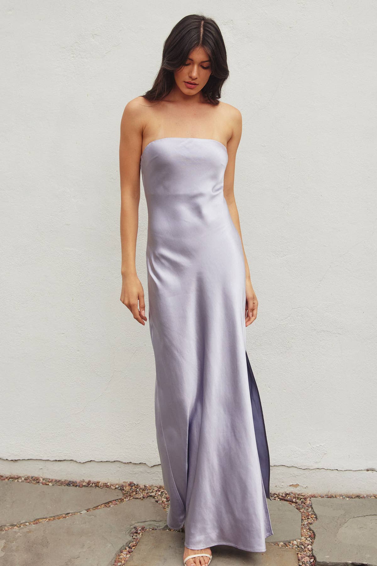 Strapless Ice Lavender Maxi Dress