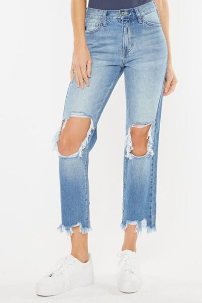 High Waist Straight Mom Jeans