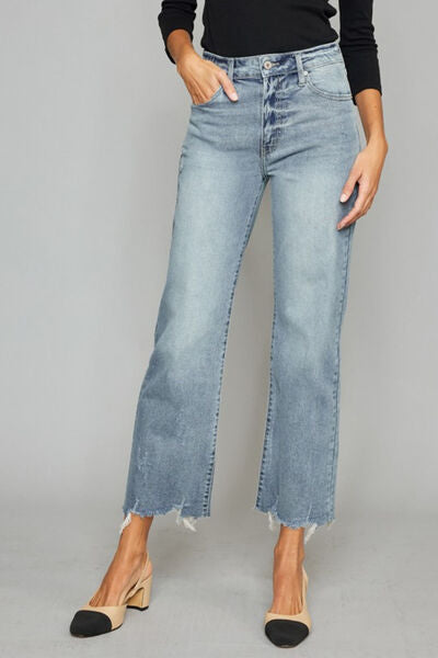 High Waist Cropped Wide Leg Jeans